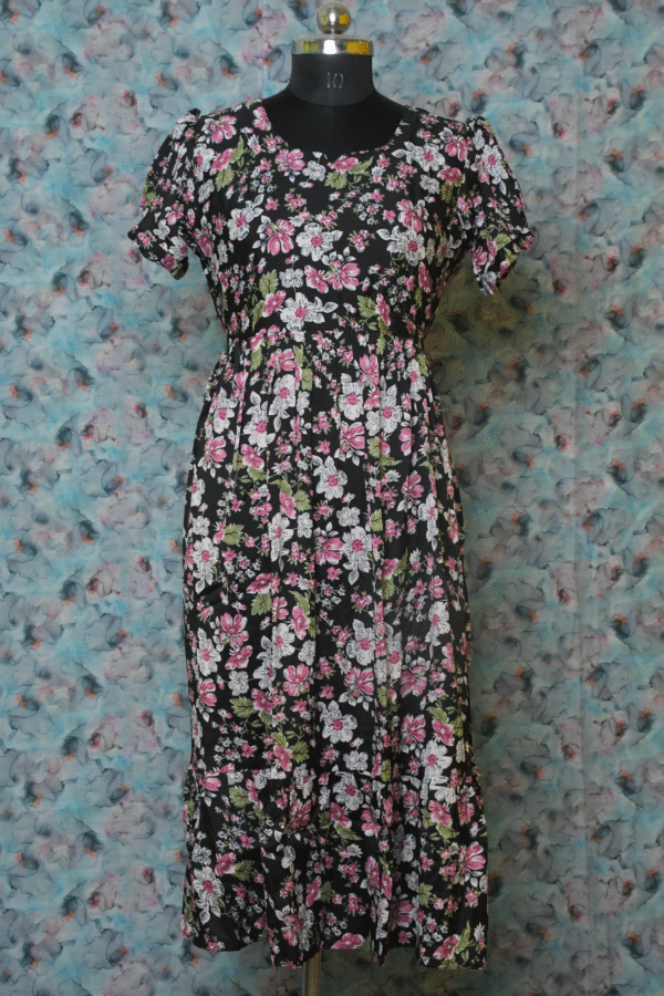 A -Line Black Top with Puff Sleeve