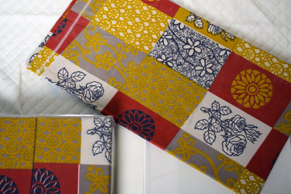 Premium Polycotton King Size Bedsheet with 2 Pillow Covers – Yellow Patchwork Design